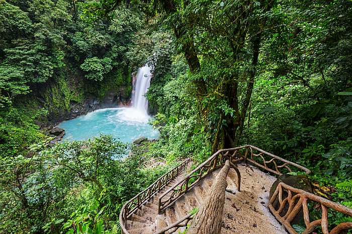 kosher-friendly romantic destination guide - waterfall in rainforest in Costa Rica.