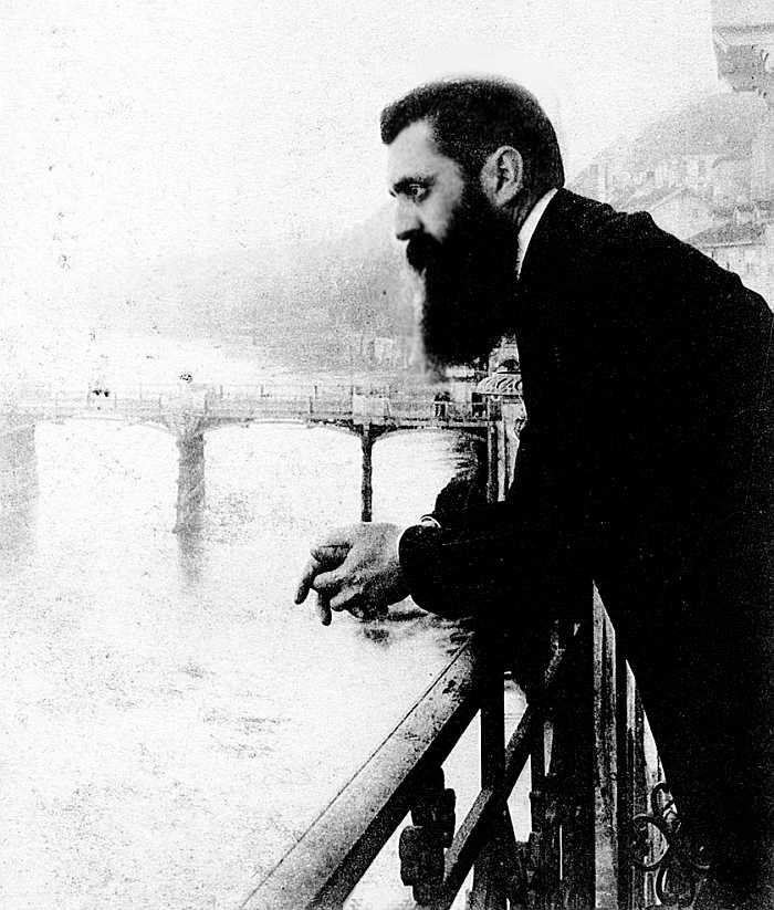 Herzl on the balcony of hotel in Basel switzerland.